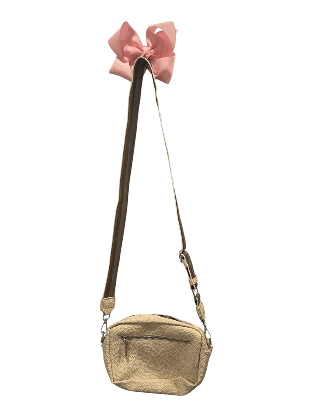 Cream Crossbody Bag with Front Zip Pocket - Unbranded